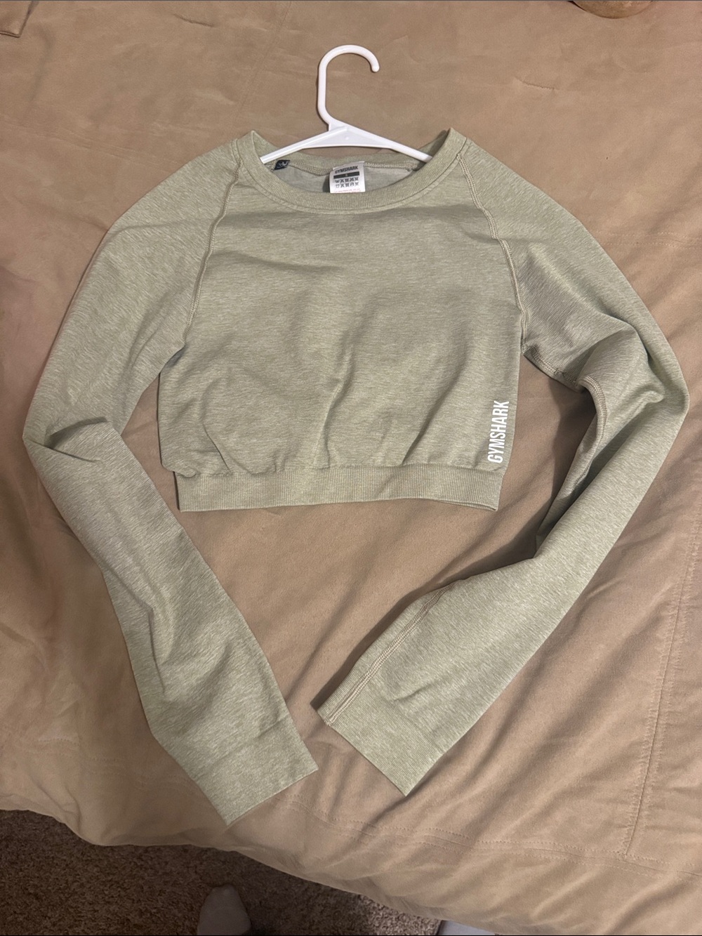 Gymshark Sage Green Cropped Crew Long-Sleeve Top